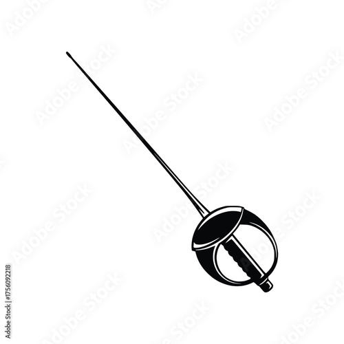 Fencing Foil Rapier Weapon Solid Glyph Vector Icon