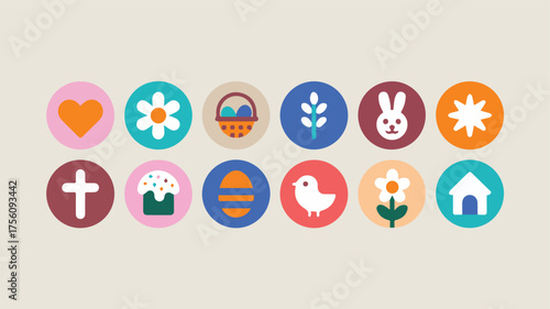 Vector art of collection of easter themed icons