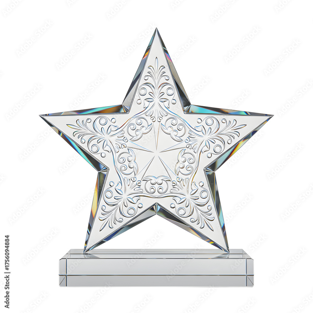 Fototapeta premium Elegant Engraved Crystal Star Award Representing Achievement and Excellence
