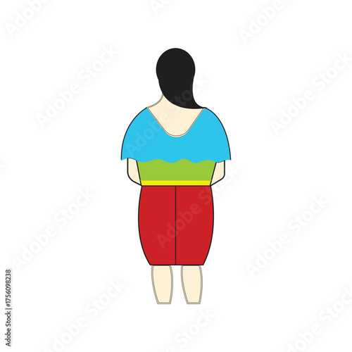 Bold and bright fashion illustration of a woman in colorful clothes, representing style, design, and individuality for fashion projects and creative campaigns