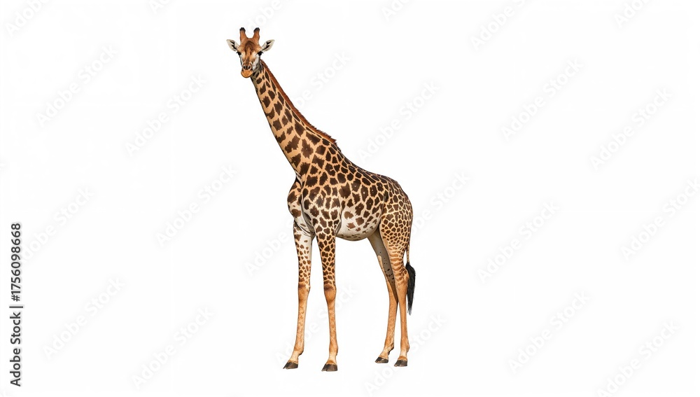 Obraz premium Lone giraffes on a white backdrop