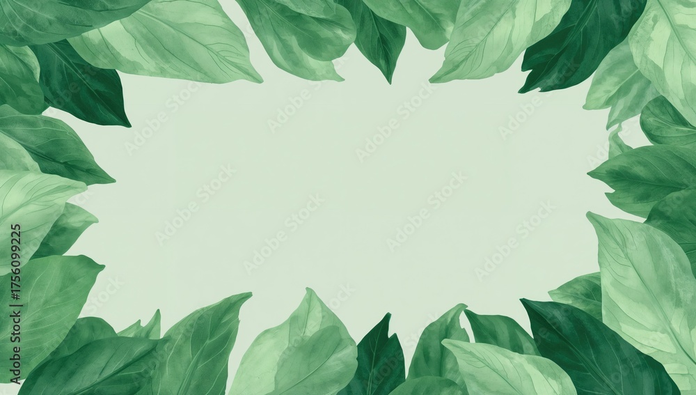 Naklejka premium Background with green leaf texture and space for text