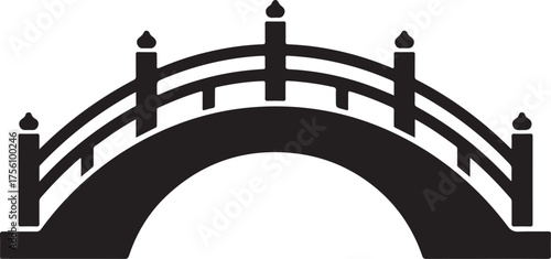Bridge silhouette vector, bridge icon, gate bridge and river architecture vector, wooden bridge silhouette vector illustration