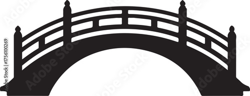 Bridge silhouette vector, bridge icon, gate bridge and river architecture vector, wooden bridge silhouette vector illustration