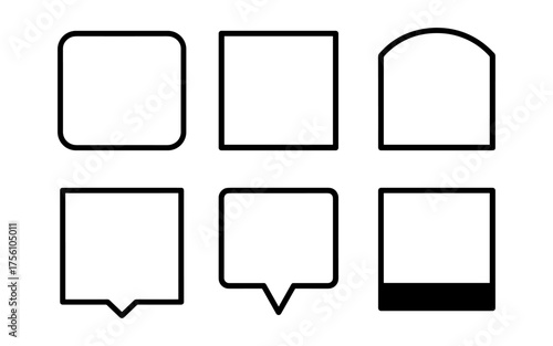 Minimalist set of different speech bubbles and chat balloons outlined in black