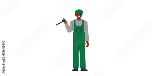 Illustrator of a construction worker holding a hammer