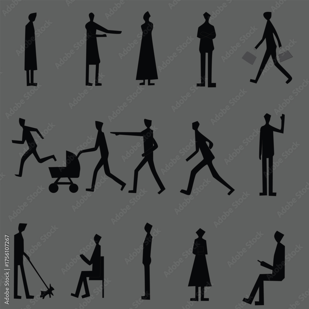 Fototapeta premium Architectural people symbol for CAD Design of Architectural building plan, Vector illustration.