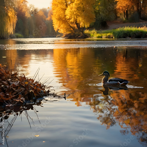 autumn landscape with lake