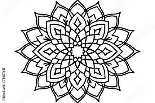 Elegant Black and White Mandala Design for Coloring Books and Relaxation Templates and Decorative Patterns for Spiritual Practices and Creative Projects