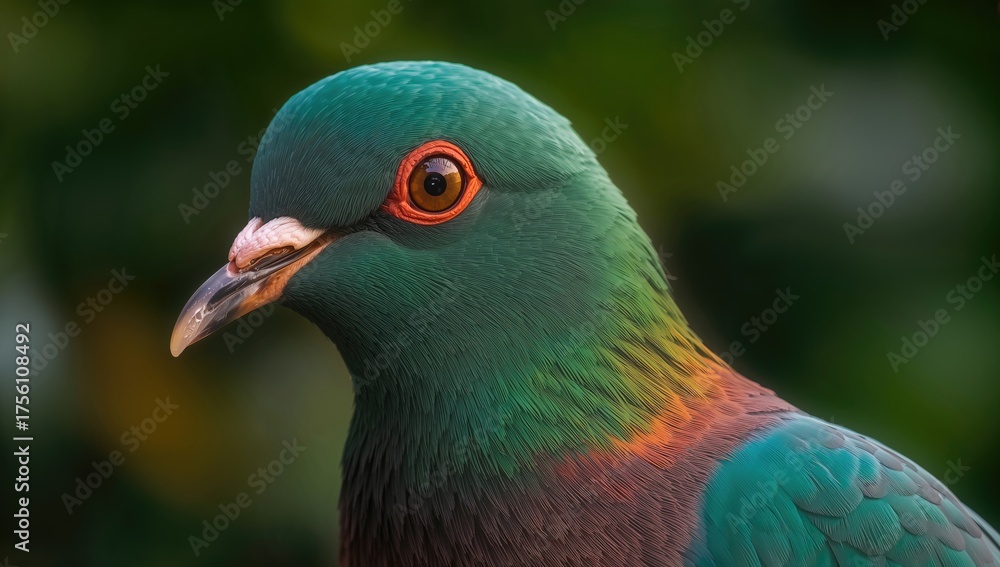 Naklejka premium Vibrant plumage of the Nicobar pigeon