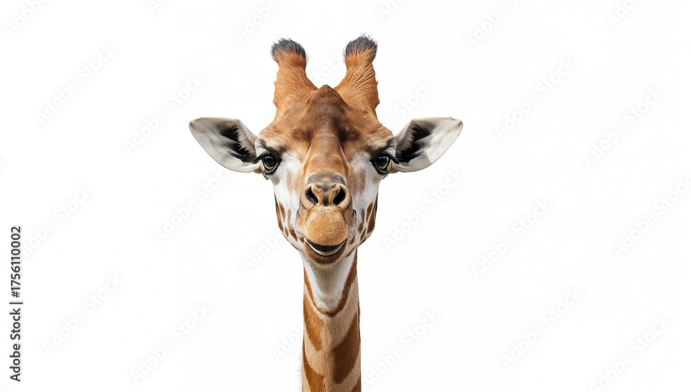 Naklejka premium A lone giraffe with a playful expression