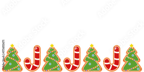 Gingerbread vector Frame with Empty space for text. Christmas Frame template design isolated white background. Perfect Christmas border from spice cake. EPS 10