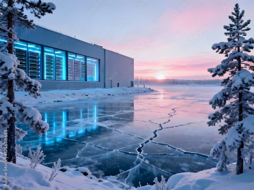 Fototapeta premium Arctic Data Centre – Cooling by Ice Lake