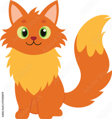 cute maine coon cat illustration with detailed transparent background