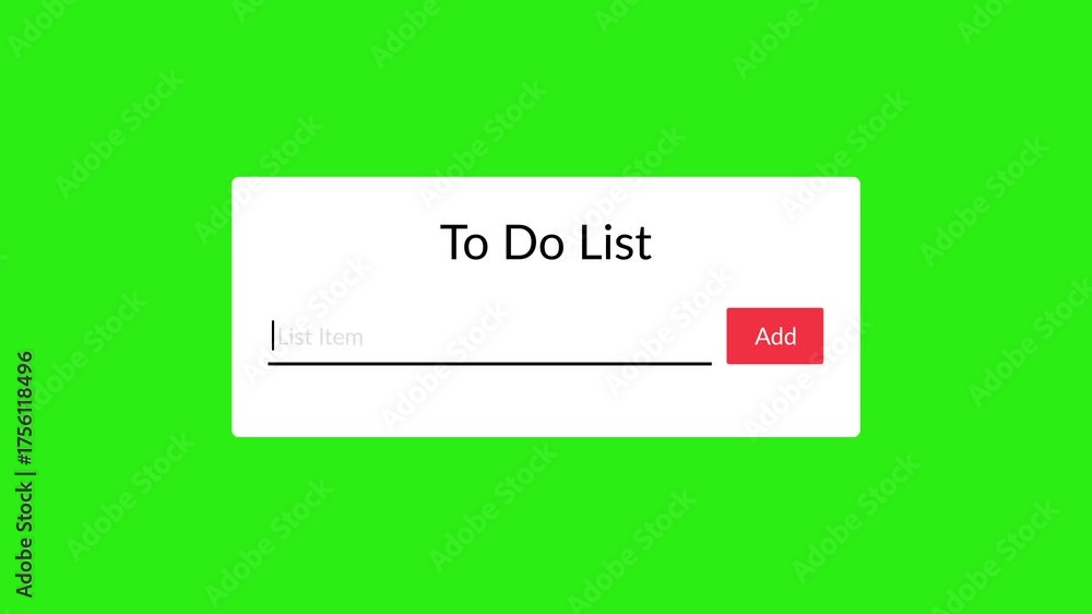 To Do Task Button Blinking cursor in to-do list interface with red add button on green ...