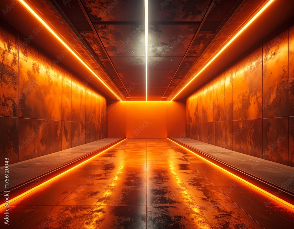 Fototapeta premium Futuristic Perspective, Lighting Energetic Studio Angle Mood establishing Dark Abstract Wallpaper Realistic Wide Background