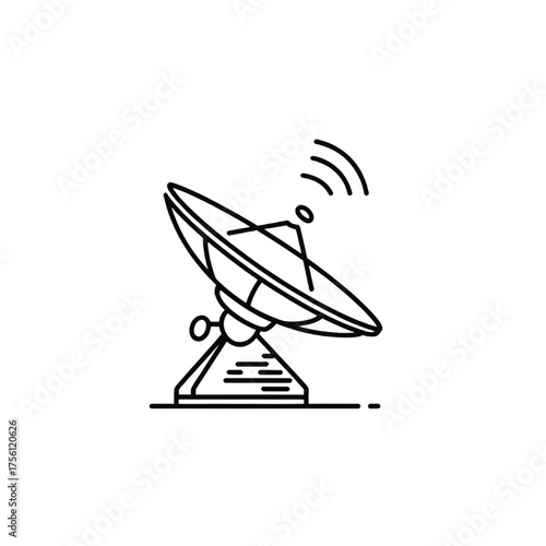 Satellite Dish Outline Icon for Communication and Technology Design