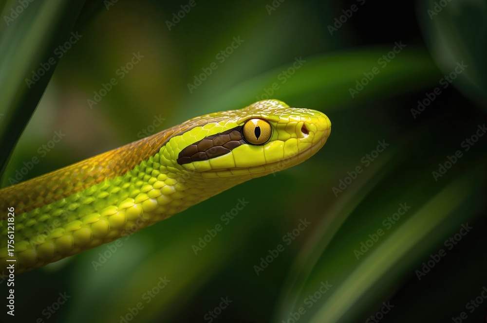 Obraz premium Close-up view of a Dendrelaphis formosus snake