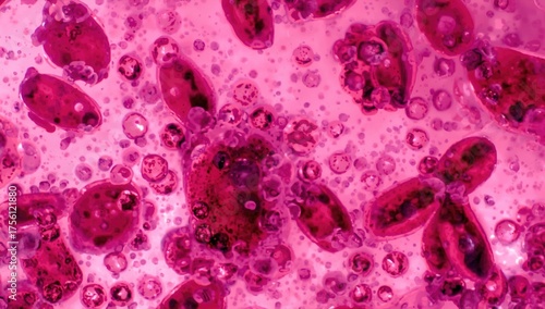 Microscopic view of reduced platelet and white blood cell counts in a blood sample associated with immune-related thrombocytopenia.