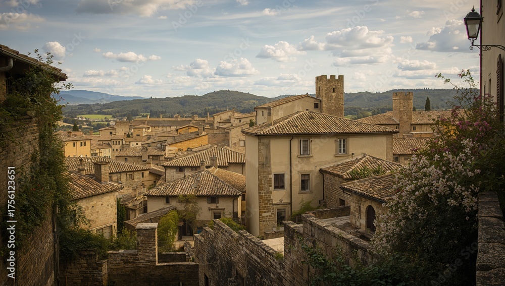 Fototapeta premium Historic vintage town with classic architecture and scenic streets
