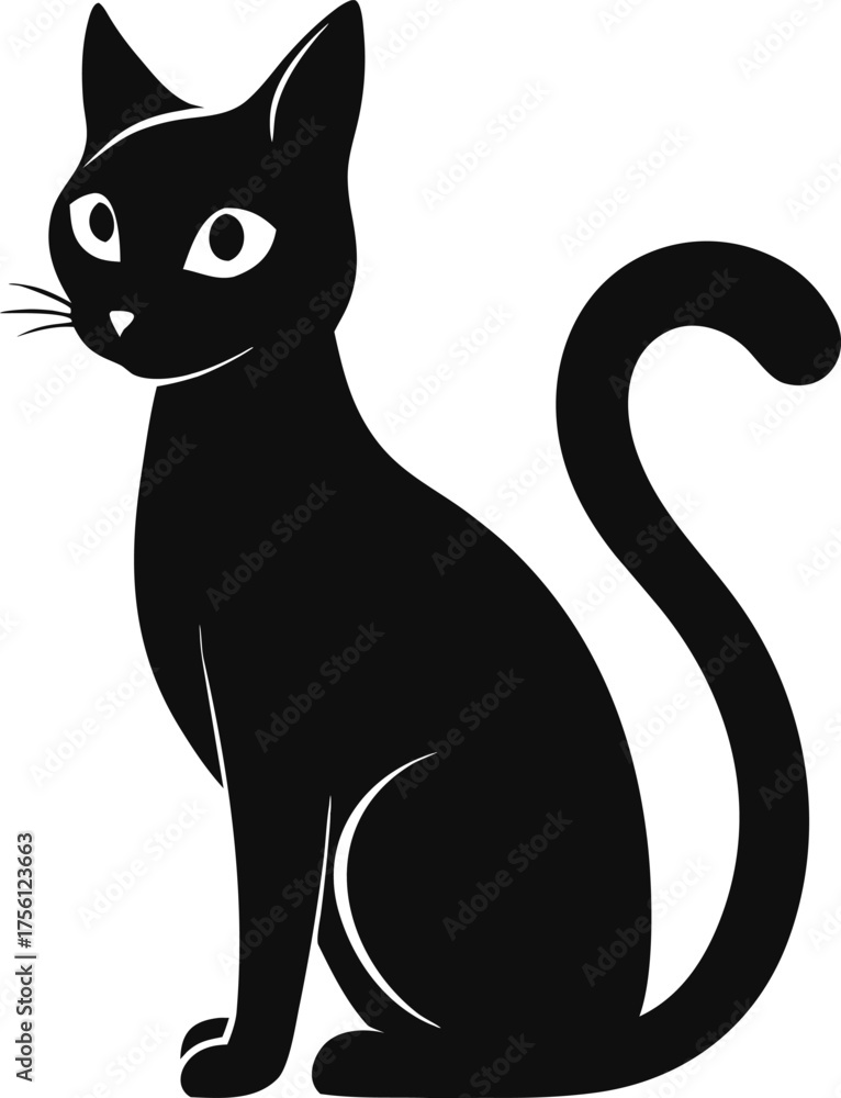 Obraz premium cute siamese cat silhoutte icon on transparent backgroud.