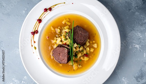 Tafelspitz Austrian Boiled Beef Traditional Dish Overhead Food Photography