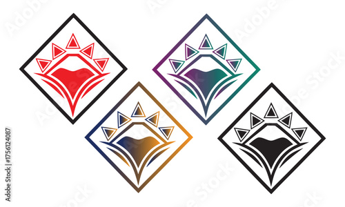 A Vintage badge design set. A set of vector icons based on circular shapes. Includes geometric elements, round symbols designs for use in logos, graphics, and technology concepts.