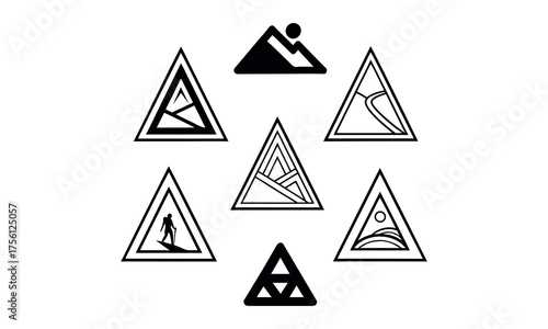 A Vintage badge design set. A set of vector icons based on circular shapes. Includes geometric elements, round symbols designs for use in logos, graphics, and technology concepts.