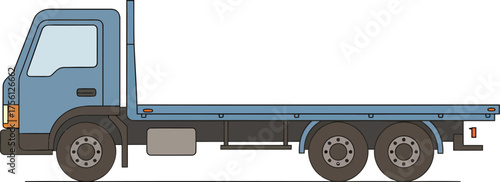 Blue Flatbed Truck Vehicle For Transporting Goods