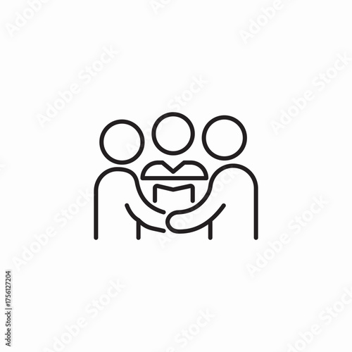 team holding object icon sign vector