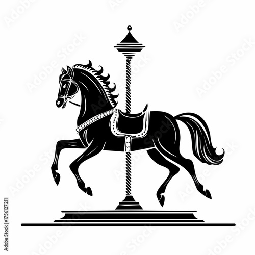 Vintage carousel horse silhouette vector illustration classic amusement ride equestrian symbol vector