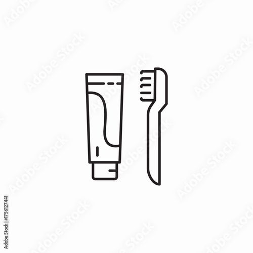 toothpaste manual brush icon sign vector
