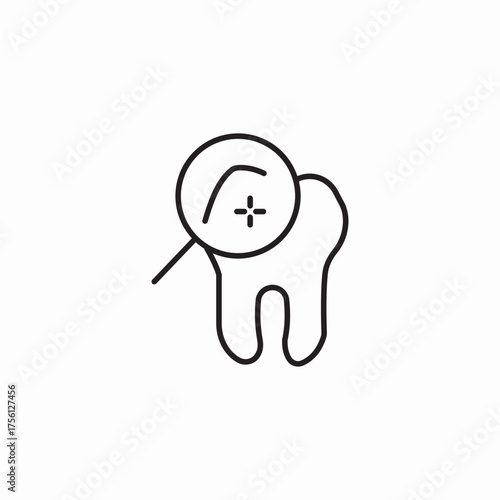 tooth decay search icon sign vector
