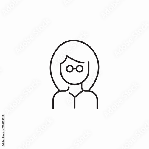woman glasses bob icon sign vector
