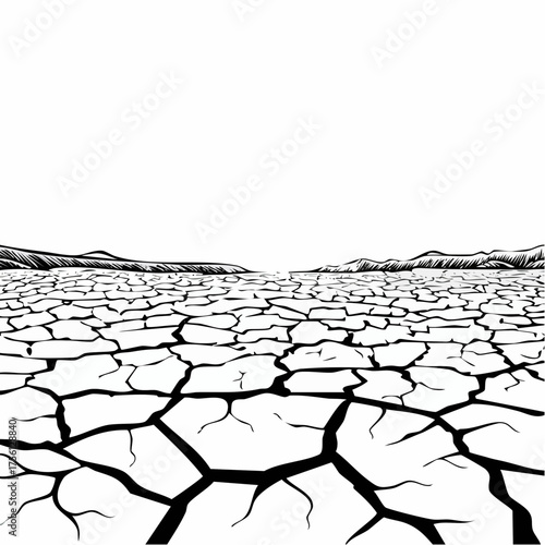 Cracked earth texture dry arid ground surface drought desert landscape illustration vector