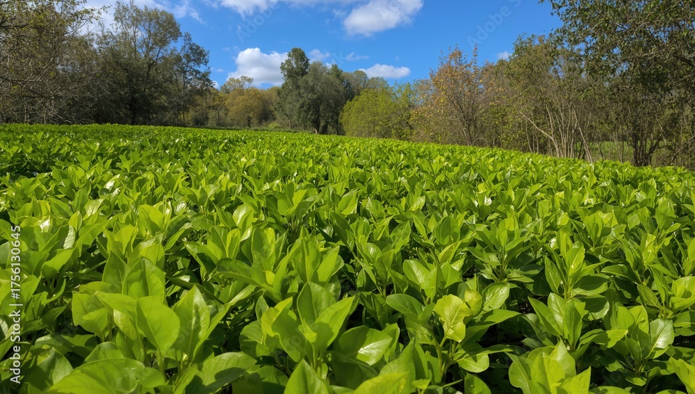 Fototapeta premium Vibrant green foliage thriving under sunlight outdoors