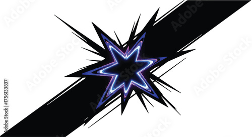 Dynamic abstract explosion with bright energy bursts and sharp lines