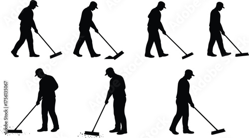cleaner, janitor, worker, broom, sweeping, maintenance, hygiene, sanitation, cleaning, floor, service, job, labor, work