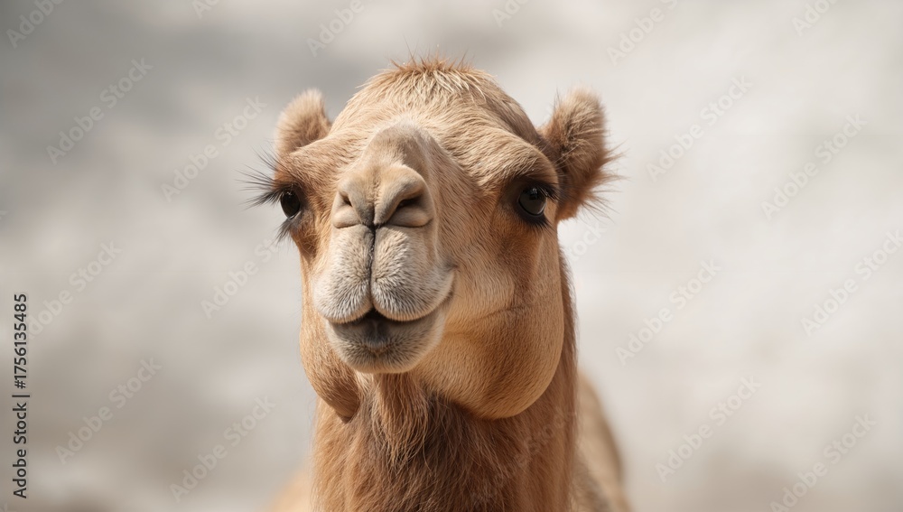 Obraz premium Detailed close-up of a desert-dwelling camel in captivity