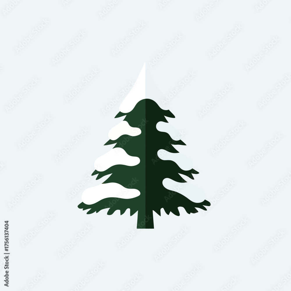 Obraz premium Minimalist Illustration of a Snowy Fir Tree.