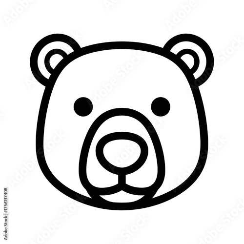 Minimalist Line Art Bear Head Illustration.