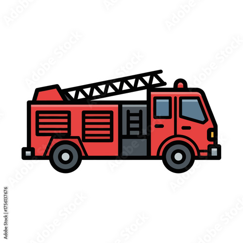 Red Fire Truck Illustration.