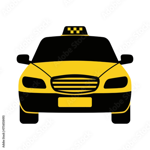 Yellow taxi cab front view vector illustration.