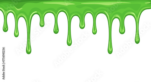 Dripping Green Slime Ooze - Cartoon Liquid Falling Down - Science Experiment, Halloween Decoration - Toxic Waste, Pollution, Danger - Spooky Monster, Ghost, Fantasy Creature - Gooey, Viscous, Slippery