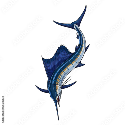 sailfish fishing illustration logo vector image t shirt
