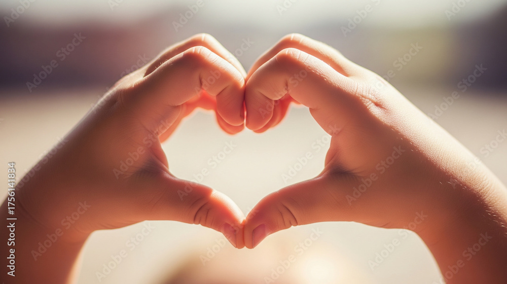 Fototapeta premium Hands forming a heart shape, symbolizing love and affection