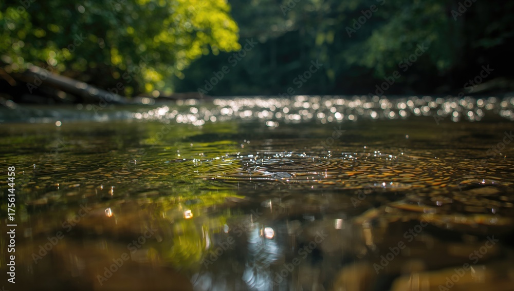 Fototapeta premium Close-up of a sparkling creek under bright sunlight