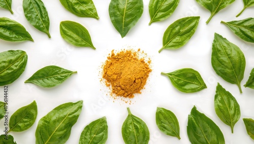 Isolated green curry leaves...