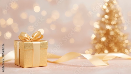 Elegant gold gift box adorn...