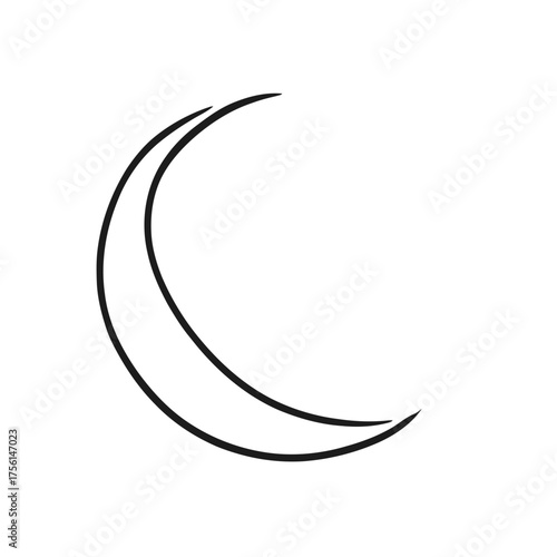 A golden crescent moon and star illustration is a celestial night symbol design